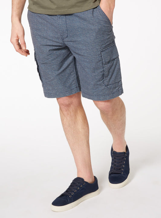 Blue Dot Print Cargo Shorts - 46
