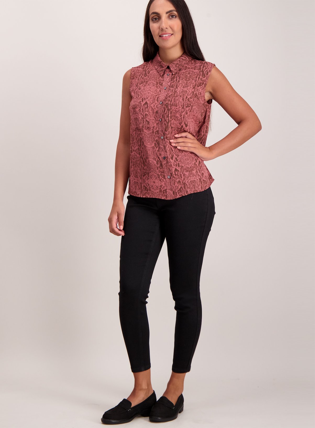 Burgundy Snake Print Top - 24