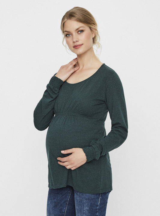 Dark Green Long Sleeve Jersey Top - L