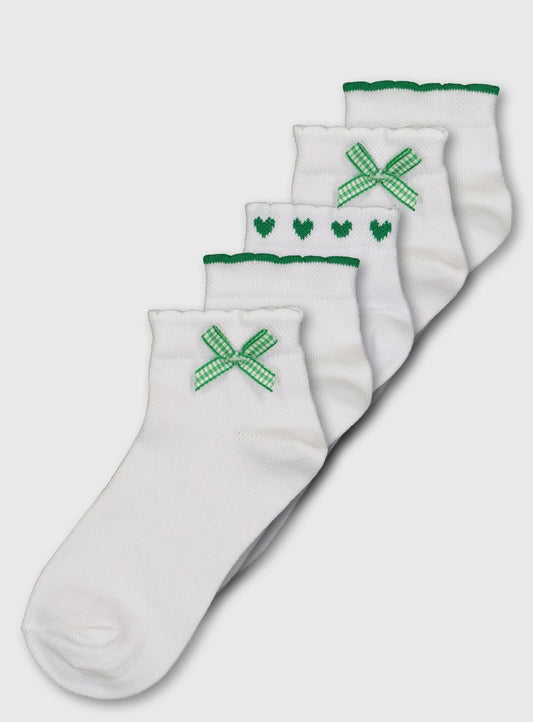 Green Gingham Socks 5 Pack - 12.5-3.5