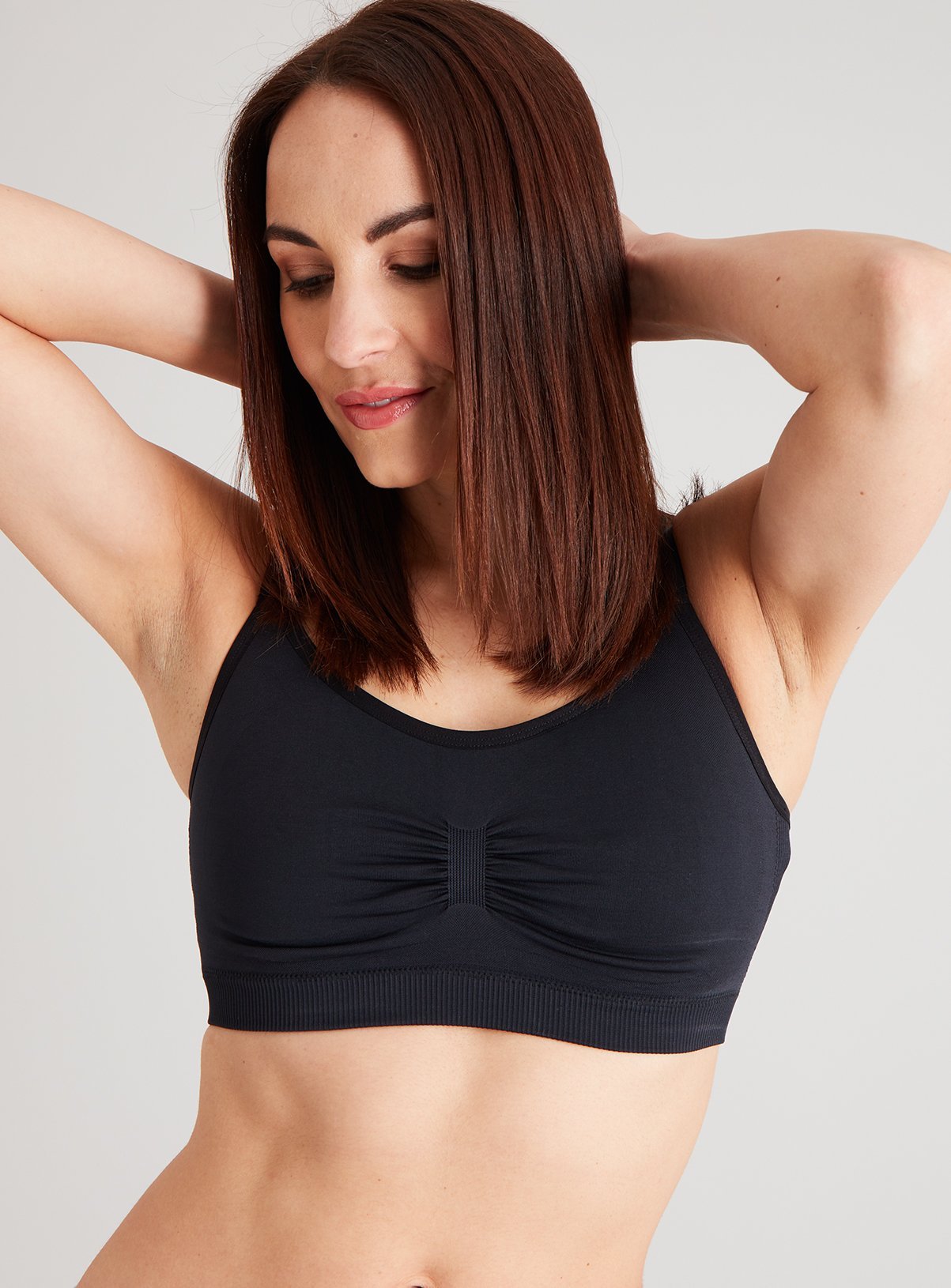 DD+ Black Seamless Stretch Crop Top - L