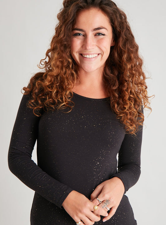 Heat Active Black Glitter Thermal Medium Warmth Top - 10