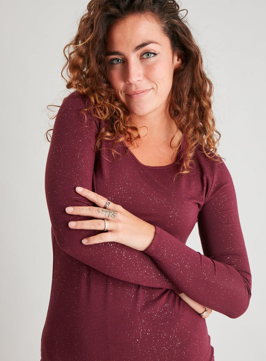 Heat Active Aubergine Glitter Thermal Medium Warmth Top - 10