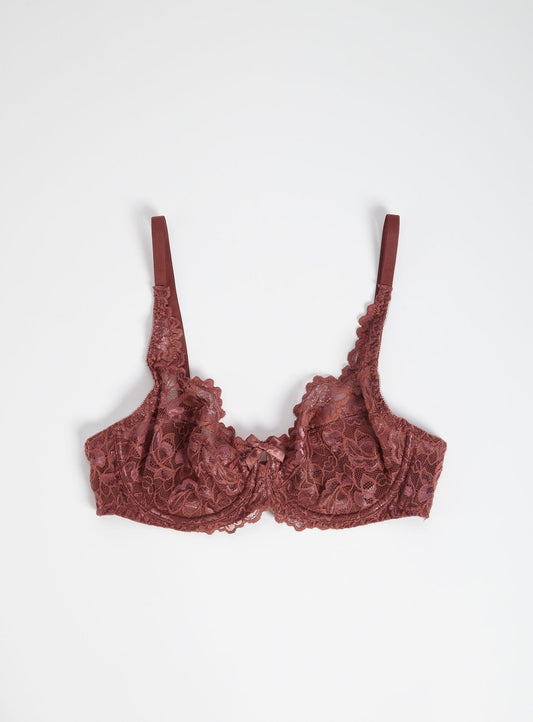 Dark Pink Comfort Lace Full Cup Bra - 34B