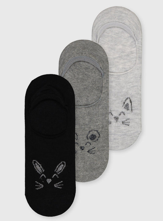 Grey & Black Animal Footsies 3 Pack - 4-8