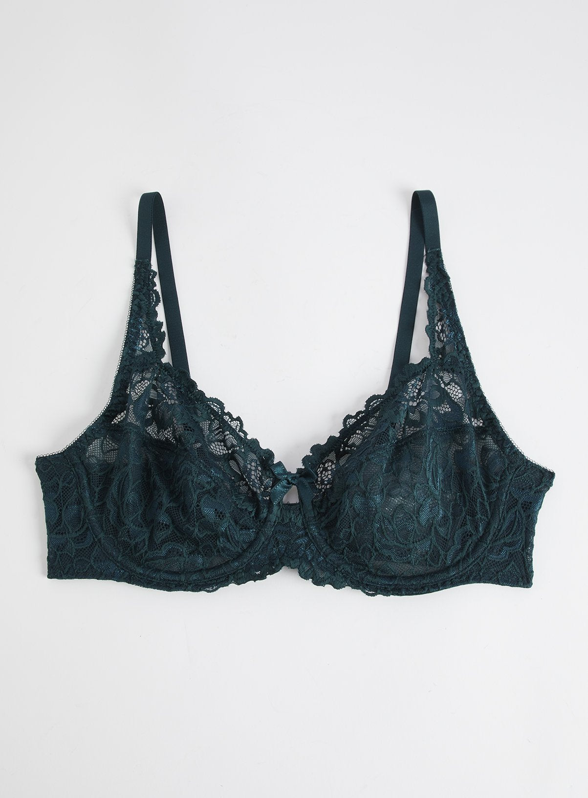 Dark Green Comfort Lace Full Cup Bra - 34B