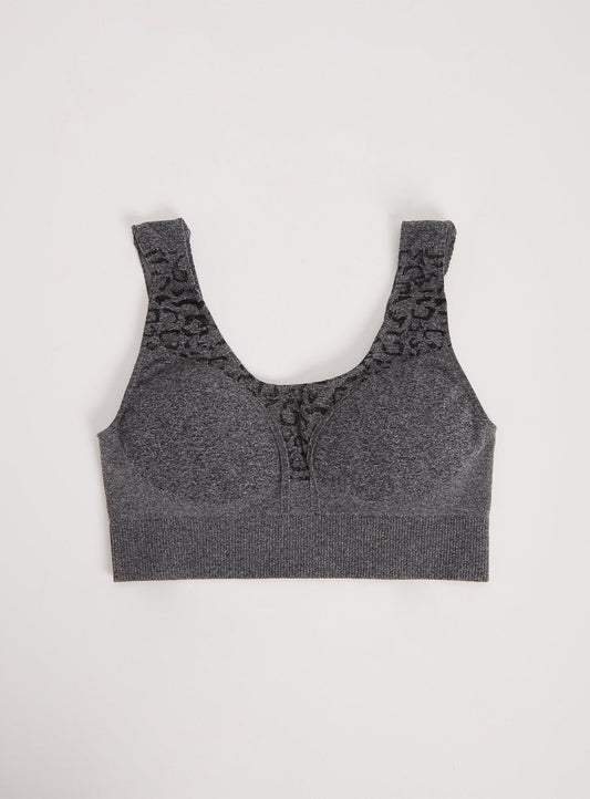 Grey Seamless Stretch Crop Top - L