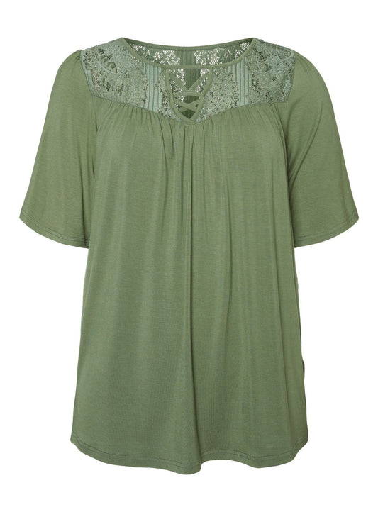 Green Floral Yoke Top - 14-16