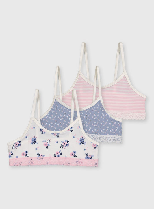Floral Stripe Crop Tops 3 Pack - 10-11 years
