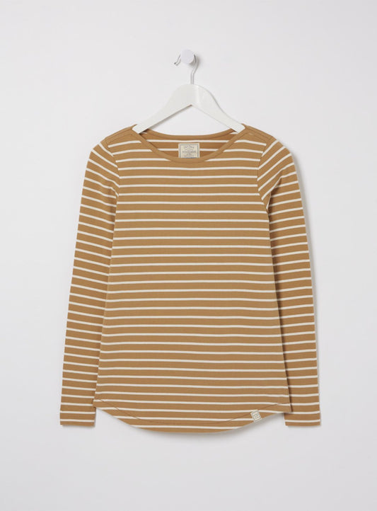 FATFACE Organic Cotton Yellow Breton Stripe Top - 10