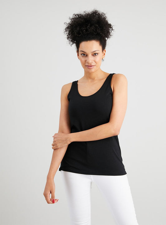 Black Scoop Neck Vest - 10
