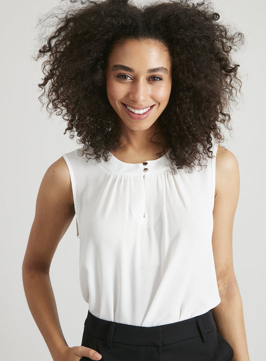 Cream Sleeveless Shell Top - 10