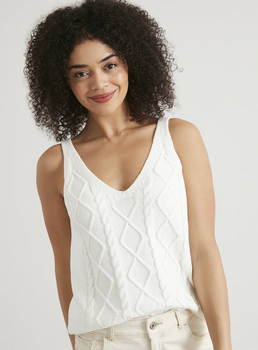 Cream Cable Knit Vest - L