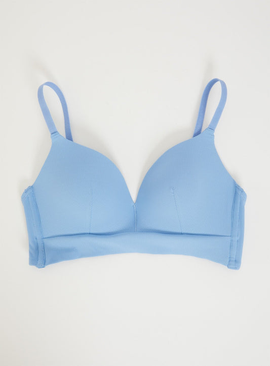 Blue Padded Plunge Bra - 32A