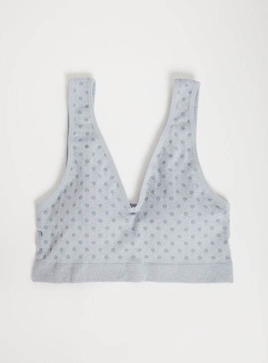 Grey Spotted Seamless Stretch Crop Top - L