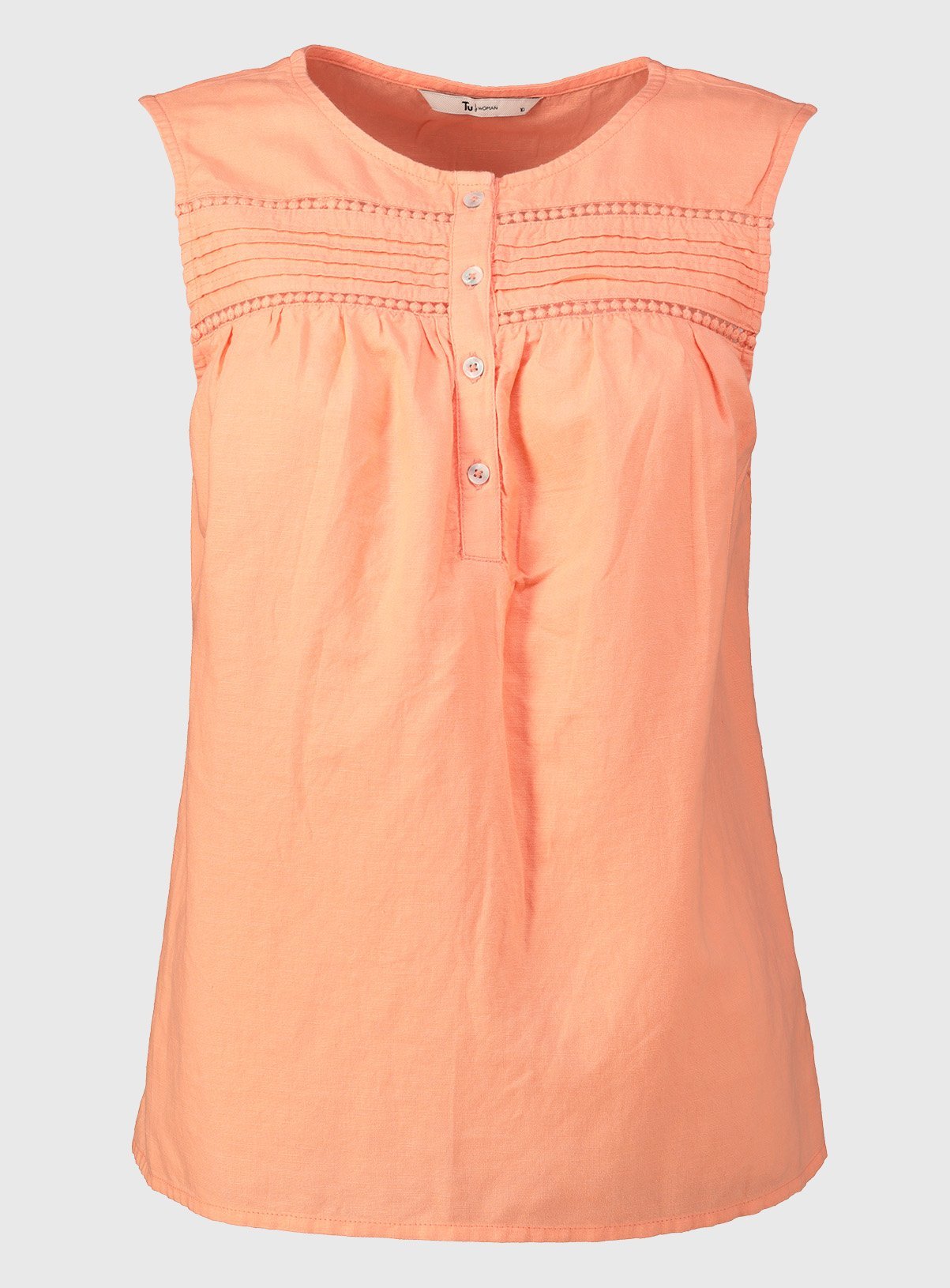 Coral Linen-Rich Shell Top - 10