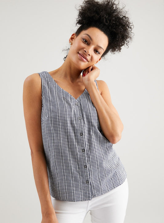 Gingham Button-Through Shell Top - 10