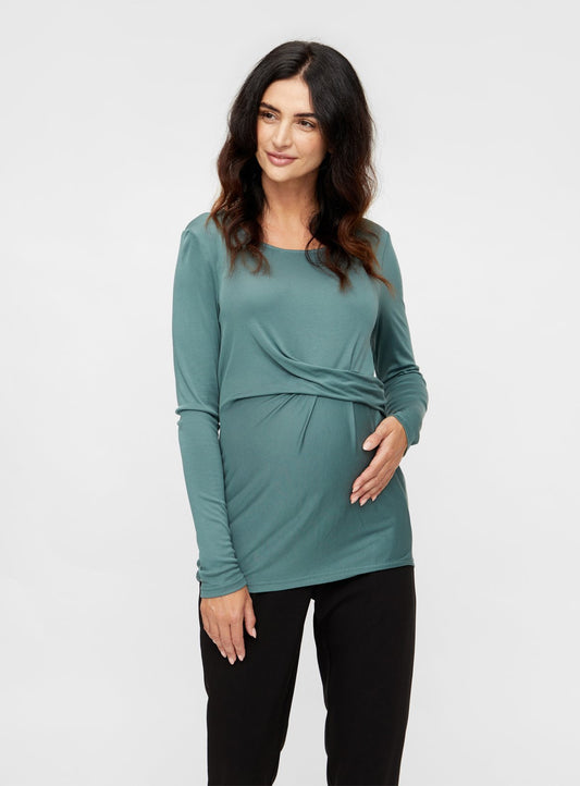 Blue Pleat Detail Maternity Top - 10