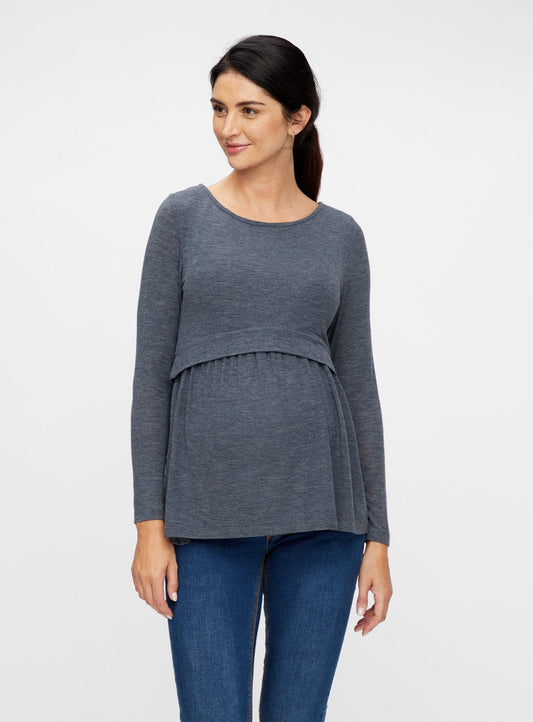 Dark Grey Maternity Jersey Top - 10
