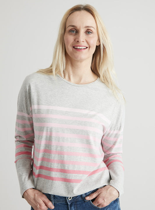 Grey & Pink Ombré Stripe Top - 10