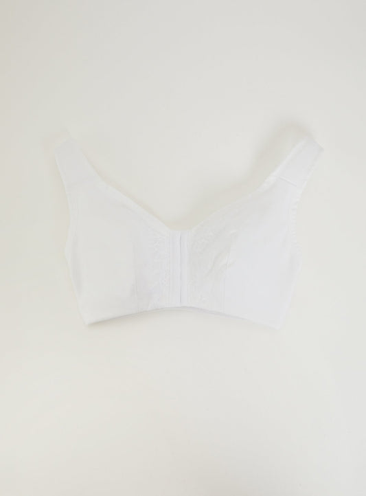 DD+ White Front Fastening Lace Support Bra - 32DD