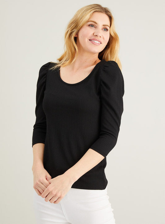 Black Scoop Neck Top - 10