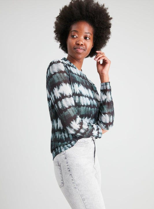Green & White Tie Dye Mesh Top - 10