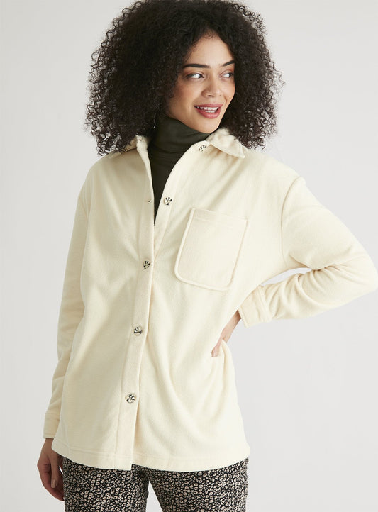 Cream Fleece Shacket - 10