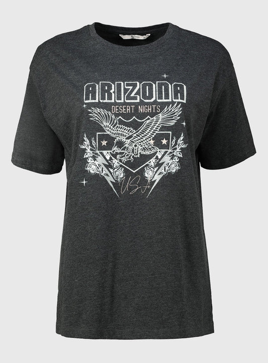 Grey 'Arizona' Graphic Oversized T-Shirt - 18