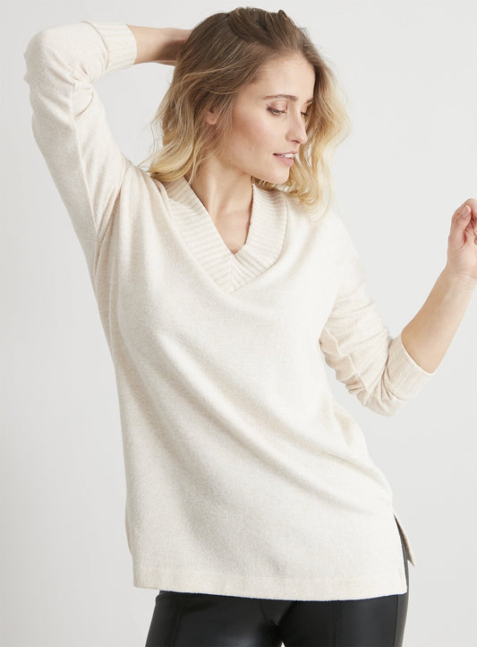 Deep V-Neck Knit Look Top - 10