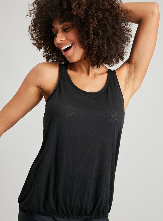 Black Leopard Print Bubblehem Vest Top - 10