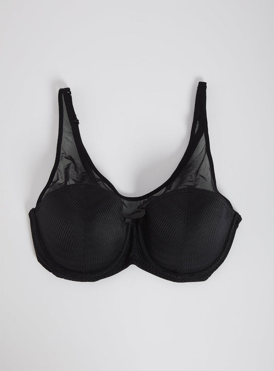 Black Jacquard Balcony Bra - 32A