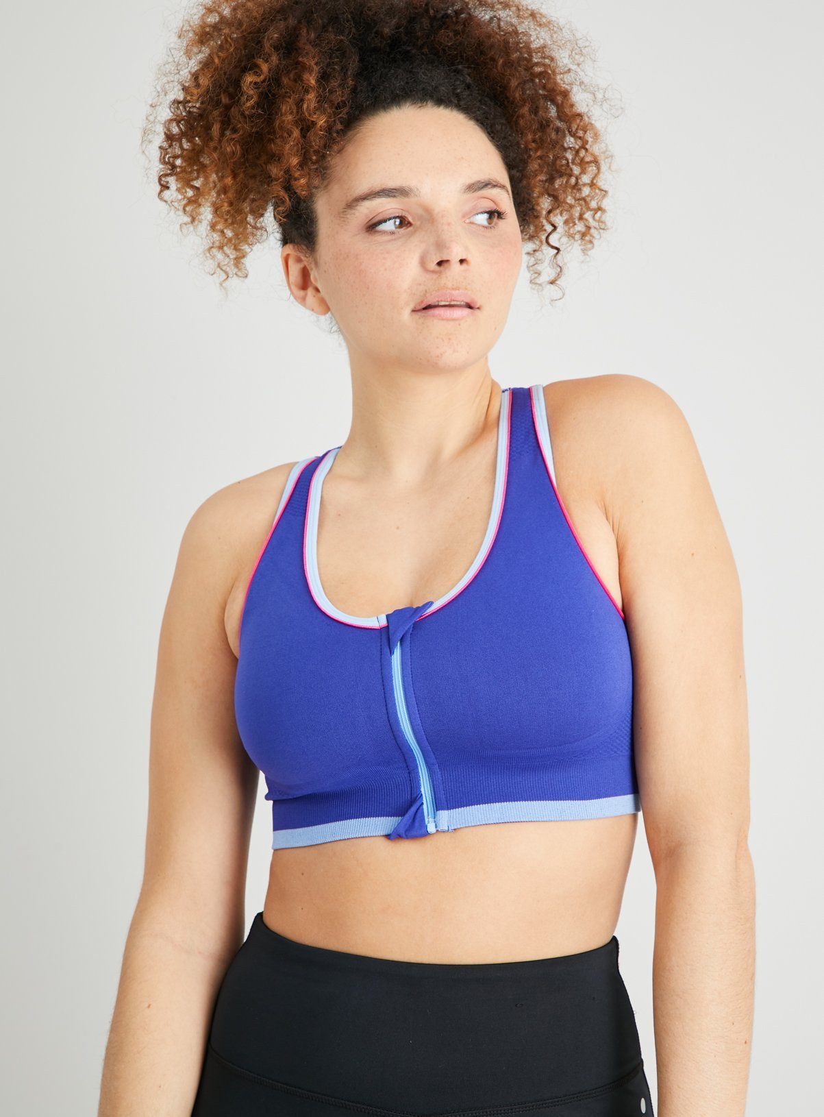 Active Blue Medium Impact Comfort Sports Bra - L