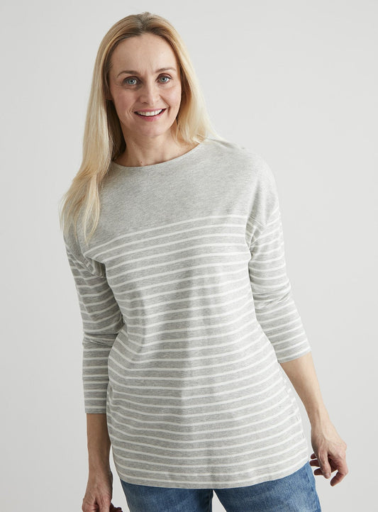 Grey Stripe Long Sleeve T-Shirt - 10