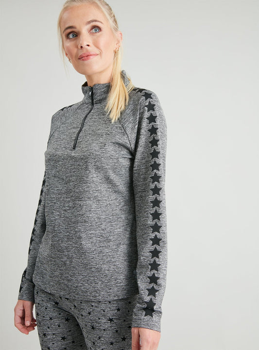 Active Grey Star Print Space Dye Jacket - 10